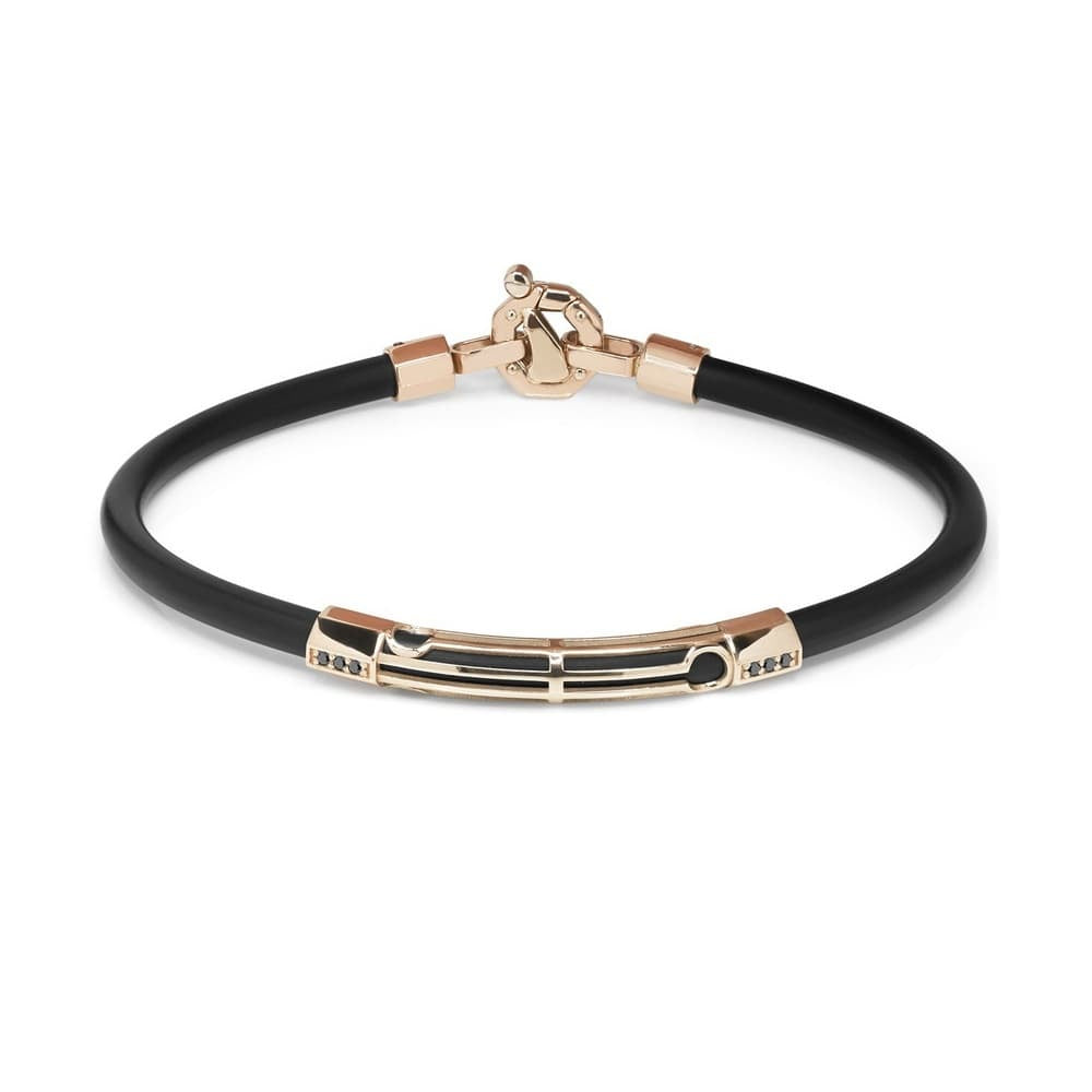 Baraka Men's Jewellery - Rubber bracelet with stainless steel, rose gold  and black diamonds. Diamonds: 0.15 carat Gold: 18-karat (1.30 grams) Width:  10 mm #barakausa #barakajewelry | Facebook